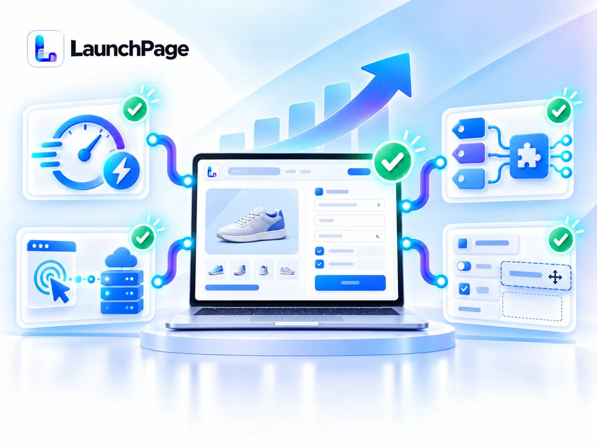 Fondasi advertiser berupa halaman cepat, tracking browser dan server, pengelolaan tag, serta checkout fleksibel