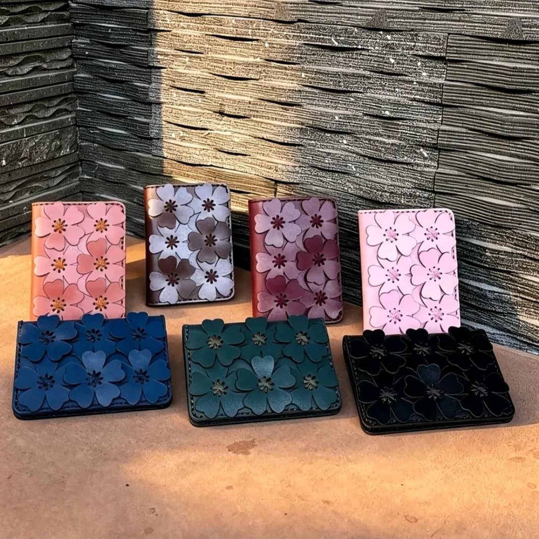 Dompet Kartu Wanita Motif Bunga | Floral Card Holder Kulit